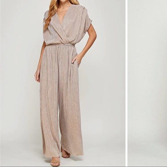 porridge Pants - Porridge Pleated Metallic Jumpsuit